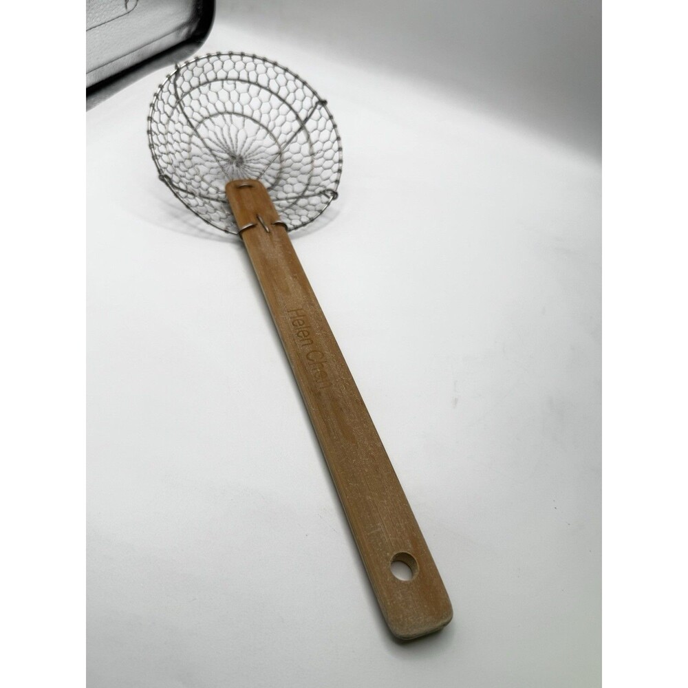 Helen Chen Wire Skimmer Strainer Basket Wood Handle Wok Hot Pot Asian Cooking